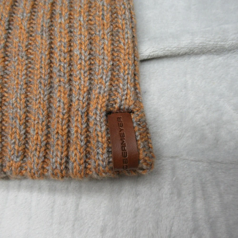 Obermeyer Beanie Womens One Size Brown Ribbed Knit Fir Faux Fur Pom Hat $40 NEW‎